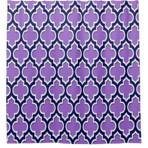 Amethyst Purple Navy Blue White XL Moroccan #4DS Shower Curtain
