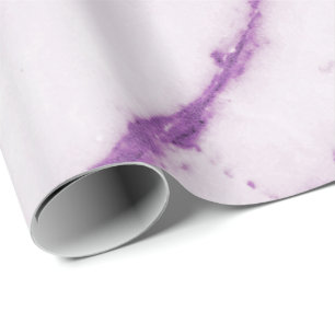 Amethyst Purple Plum White Carrara Marble Stone Wrapping Paper