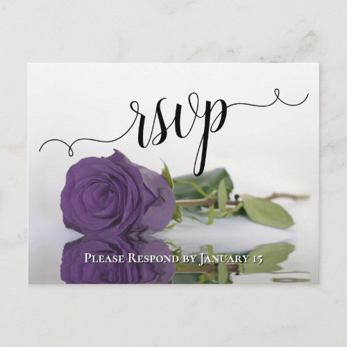 Amethyst Purple Reflecting Rose Chic Wedding RSVP Postcard