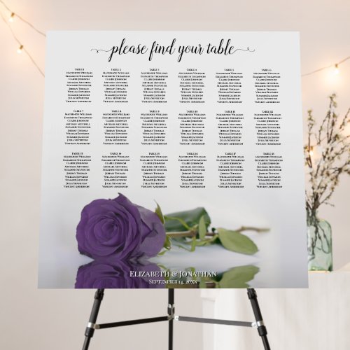 Amethyst Purple Rose 18 Table Seating Chart Foam Board