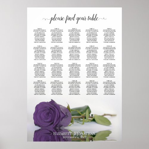 Amethyst Purple Rose 20 Table Seating Chart