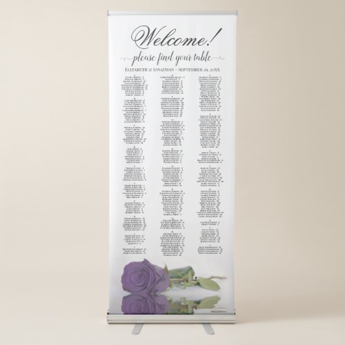 Amethyst Purple Rose Alphabetical Seating Chart Retractable Banner