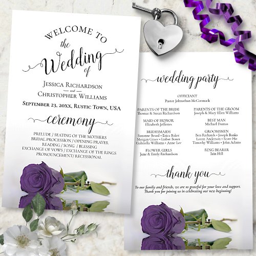 Amethyst Purple Rose Chic Budget Wedding Program