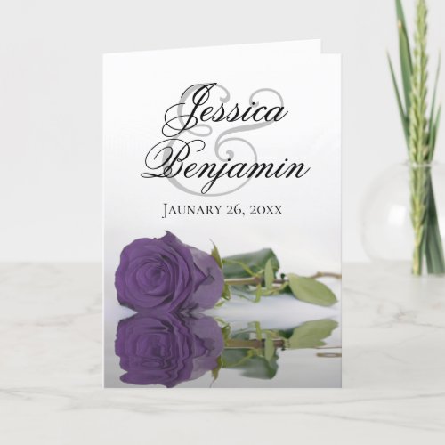 Amethyst Purple Rose Classy Romantic Photo Wedding Invitation
