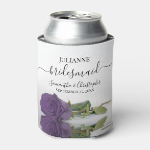 Amethyst Purple Rose Elegant Bridesmaid Wedding Can Cooler