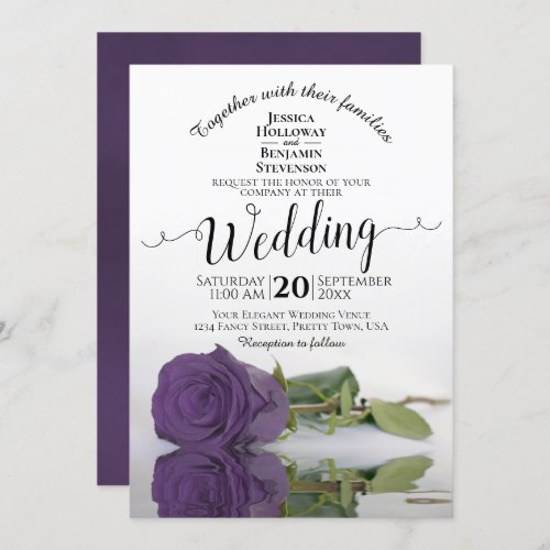 Amethyst Purple Rose Elegant Romantic Wedding Invitation