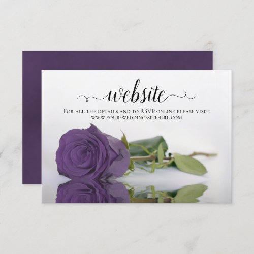 Amethyst Purple Rose Elegant Wedding Website Enclosure Card