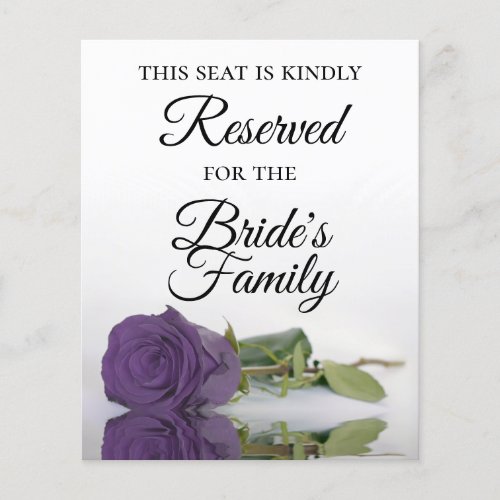 Amethyst Purple Rose Reserved Oversized Place Card