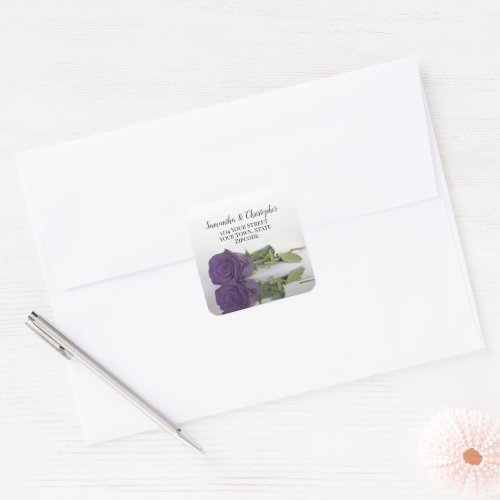 Amethyst Purple Rose Return Address Envelope Seal