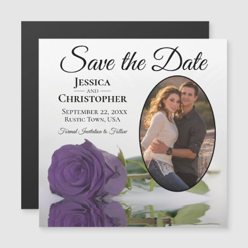 Amethyst Purple Rose Save The Date Photo Magnet