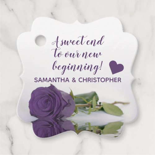 Amethyst Purple Rose Sweet End New Beginning Favor Tags