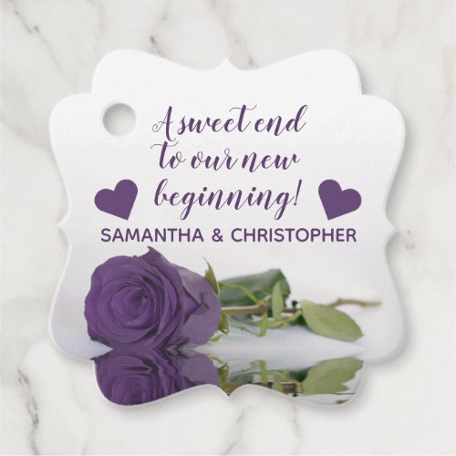 Amethyst Purple Rose Sweet End New Beginning  Favor Tags