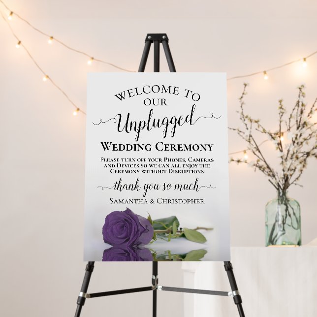 Amethyst Purple Rose Unplugged Wedding Ceremony Foam Board (In Situ (Stand))