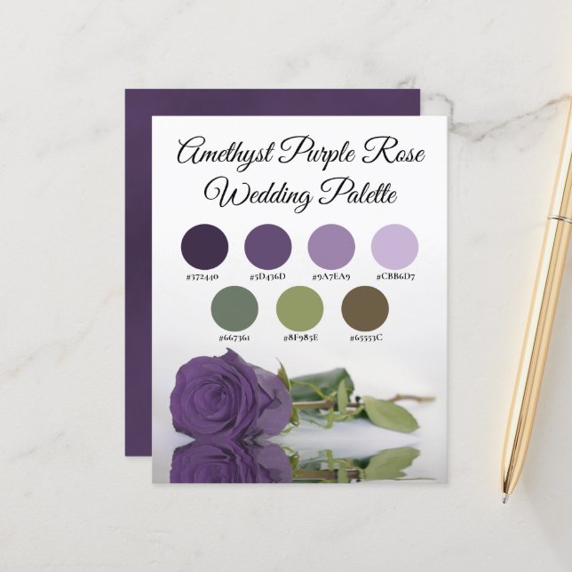 Amethyst Purple Rose Wedding Colors Palette (Front/Back In Situ)