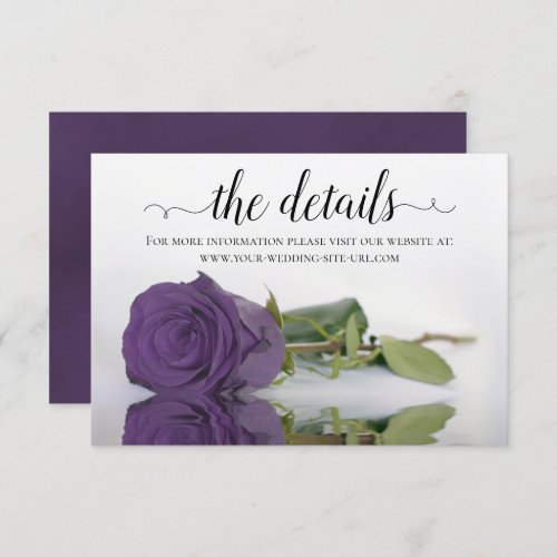 Amethyst Purple Rose Wedding Details Website Enclosure Card