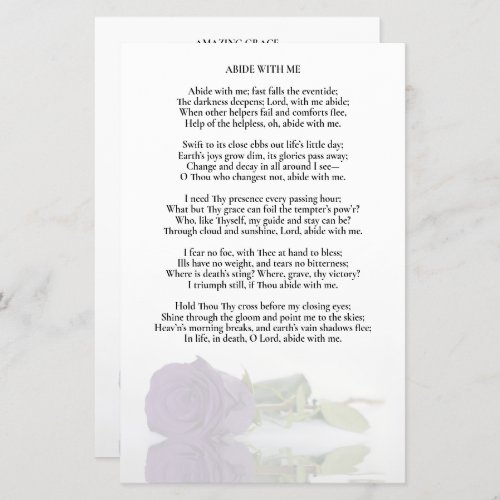 Amethyst Purple Rose Wedding Program Insert _ Half