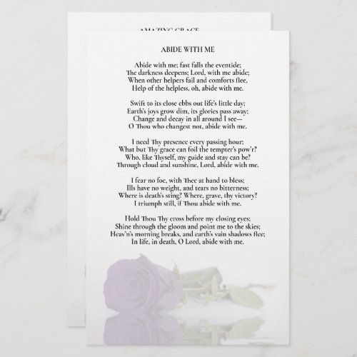 Amethyst Purple Rose Wedding Program Insert _ Half