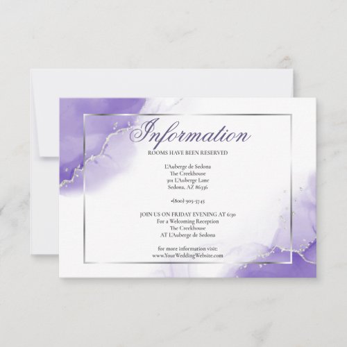 Amethyst Purple Script Silver Information Invitation