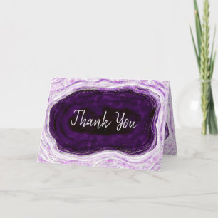 Amethyst Purple & Silver Custom Wedding Photo Letterpress Thank You Card
