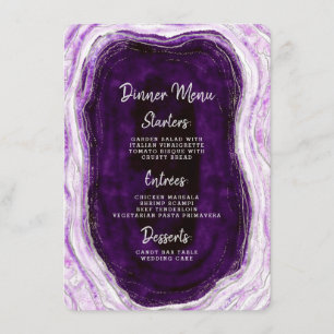 Amethyst Purple & Silver Geode Agate Marble Dinner Menu