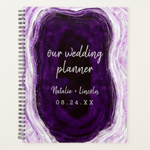 Amethyst Purple  Silver Geode Agate Wedding Plans Planner
