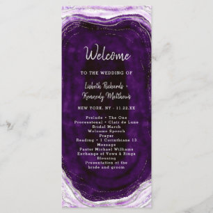 Amethyst Purple & Silver Geode Wedding Ceremony Program