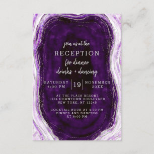 Amethyst Purple & Silver Geode Wedding Reception Invitation