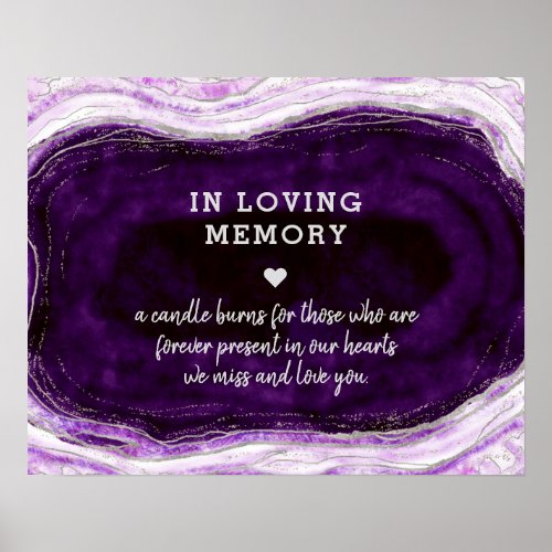 Amethyst Purple  Silver In Loving Memory Sign