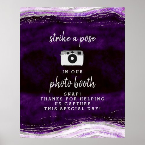 Amethyst Purple  Silver Photo Booth Wedding Sign