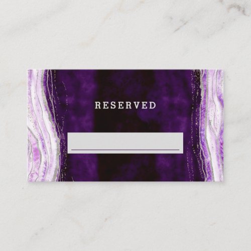 Amethyst Purple  Silver Reserved Seating Wedding Place Card