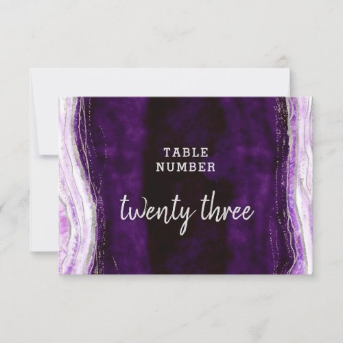 Amethyst Purple  Silver Wedding Table Numbers