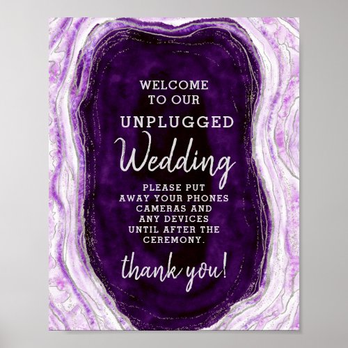 Amethyst Purple Unplugged Wedding Table Sign