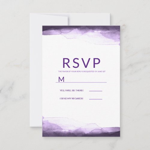 Amethyst Purple Watercolor Modern Wedding RSVP