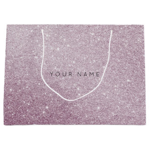 Amethyst Purple White Plum Glitter Favor Gift Bag