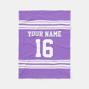 Amethyst Purple White Sports Jersey Fleece Blanket