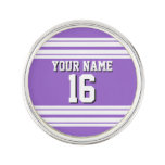 Amethyst Purple Wht Team Jersey Custom Number Name Lapel Pin at Zazzle