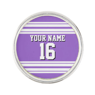 Amethyst Purple Wht Team Jersey Custom Number Name Lapel Pin