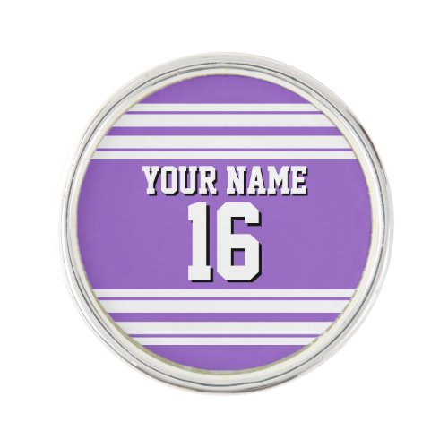 Amethyst Purple Wht Team Jersey Custom Number Name Lapel Pin