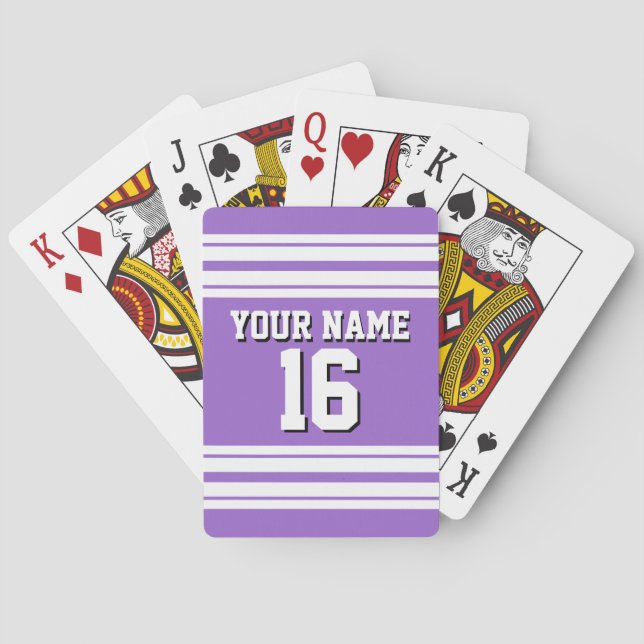 Amethyst Purple Wht Team Jersey Custom Number Name Poker Cards (Back)