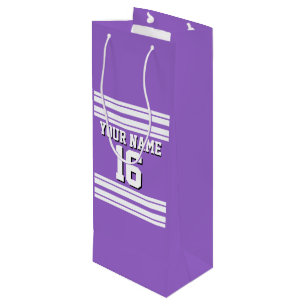 Amethyst Purple Wht Team Jersey Custom Number Name Wine Gift Bag