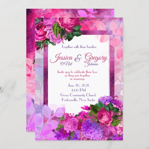 Amethyst Raspberry Floral Wedding Invitation