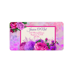 Amethyst Raspberry Floral Wedding Return Address Label