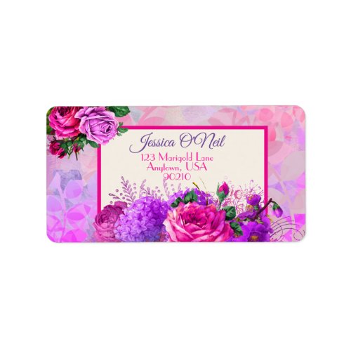 Amethyst Raspberry Floral Wedding Return Address Label