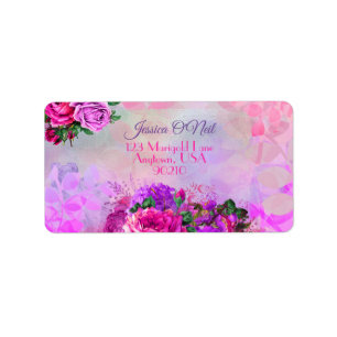 Amethyst Raspberry Floral Wedding Return Address Label
