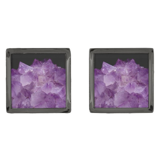 Amethyst Raw Stones  Cufflinks (Front)