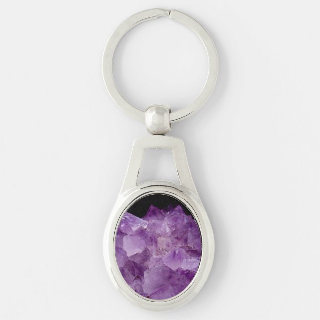 Amethyst Raw Stones  Keychain (Front)