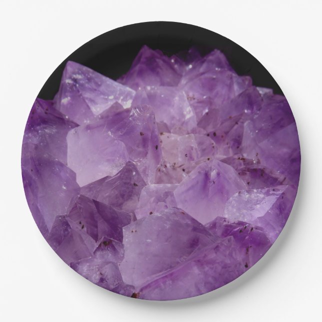 Amethyst Raw Stones  Paper Plates (Front)