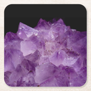 Amethyst Raw Stones Square Paper Coaster