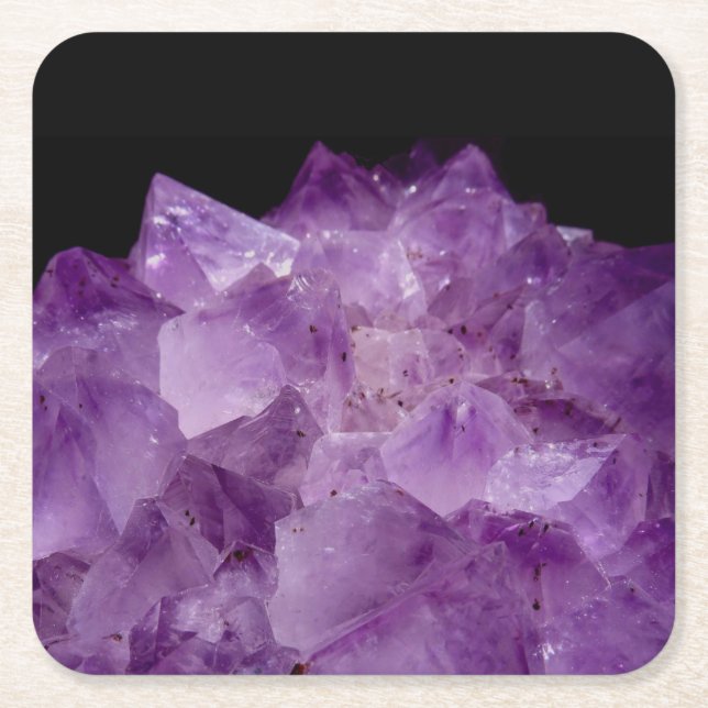 Amethyst Raw Stones  Square Paper Coaster (Front)