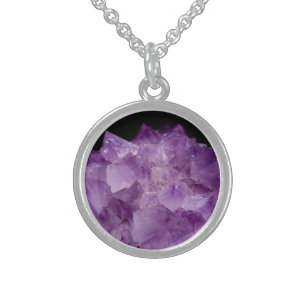 Amethyst Raw Stones Sterling Silver Necklace